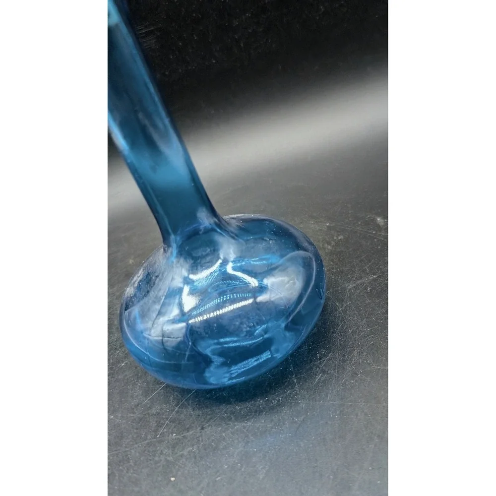 Vintage Blue Glass Decanter with Stopper Made in Japan Mid Century Modern MCM 8
